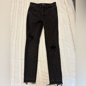 Abercrombie & Fitch Black Simone high rise ankle Distressed Skinny Jeans size 26